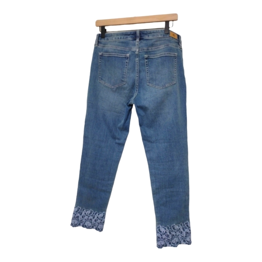 Lauren Ralph Lauren Blue Cropped Jeans with Lace Trim - Picture 5 of 8